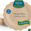 Bambu Pack of 25-9 Inch Disposable Bamboo Plates Fancy, Biodegradable Eco Friendly Products, Bamboo Disposable Plates for Party, Weddings, and Events, Great For Any Occasion, Compostable Plates