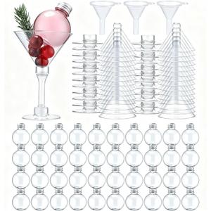Acellegic 30 Sets Christmas Drink Ornaments with 5 oz Plastic Cocktail Glass Clear Christmas Balls Ornaments Xmas Fillable Booze Tree Pendant for Home Decoration Party Decoration