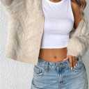Women's Faux Fur Cardigan Sweaters Fuzzy Button Up Sweaters Long Sleeve V Neck Knit Top Outerwear (M)