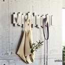 Umbra Sticks Wall-Mounted Coat Rack Rail Hook with 5 Retractable Pegs Modern, Space-Saving Storage Organizer, White