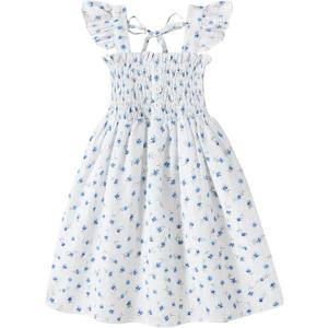 JEELLIGULAR Toddler Dress Ruffle Sleeveless Button Down Dress for Toddler Girl Dress Summer Beach Casual A-line Sundress (4-5T, White+blue Flowers) JEELLIGULAR Toddler Dress Ruffle Sleeveless Button Down Dress for Toddler Girl Dress Summer Beach Casual A-line Sundress (4-5T, White+blue Flowers)