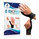 Dropsky Thumb Brace 4 Pack Waterproof Thumb Splint with Gel Pad for Carpal Tunnel, Arthritis & Trigger Finger Relief Adjustable Compression Wrist Stabilizer for Left & Right Hand - Black