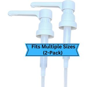 Dual Fitting Pump Dispenser for Gallon Jugs and Smaller Bottles (8cc Each Pump/Fits 28-400 and 38-400) Leak Proof for Household and Commercial Use, Plastic Pump for 1 Gallon Jug - BPA Free (2-Pack)