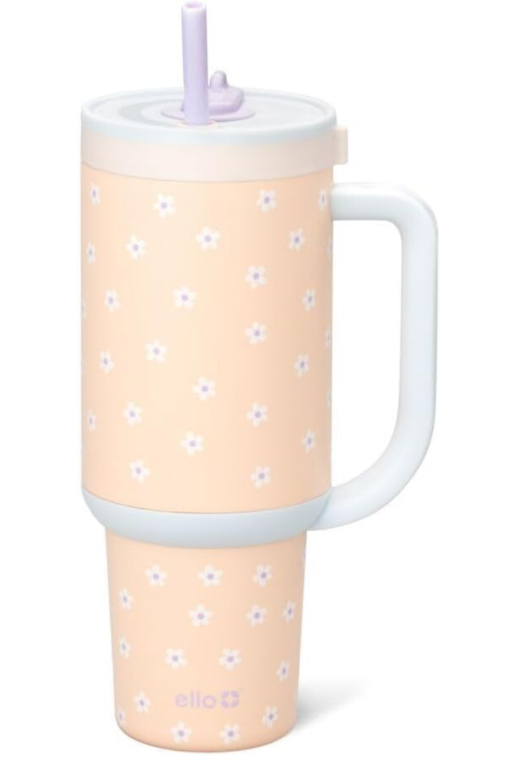 Ello Oasis Tumbler with Handle & Retracting Straw | Reusable Insulated Stainless Steel Cup 100% Leakproof, Gifts for Teens Women Men | Keeps cold for 24 Hours, 40oz 30oz Cup Holder Friendly