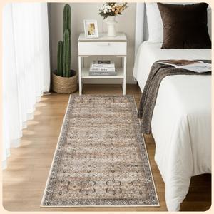 Istana Hallway Runner Rug 2x6 - Olive/Charcoal Kitchen Rugs Non Slip Washable -Silk's Soft Touch Carpet Runner - Stylish Rug for Home