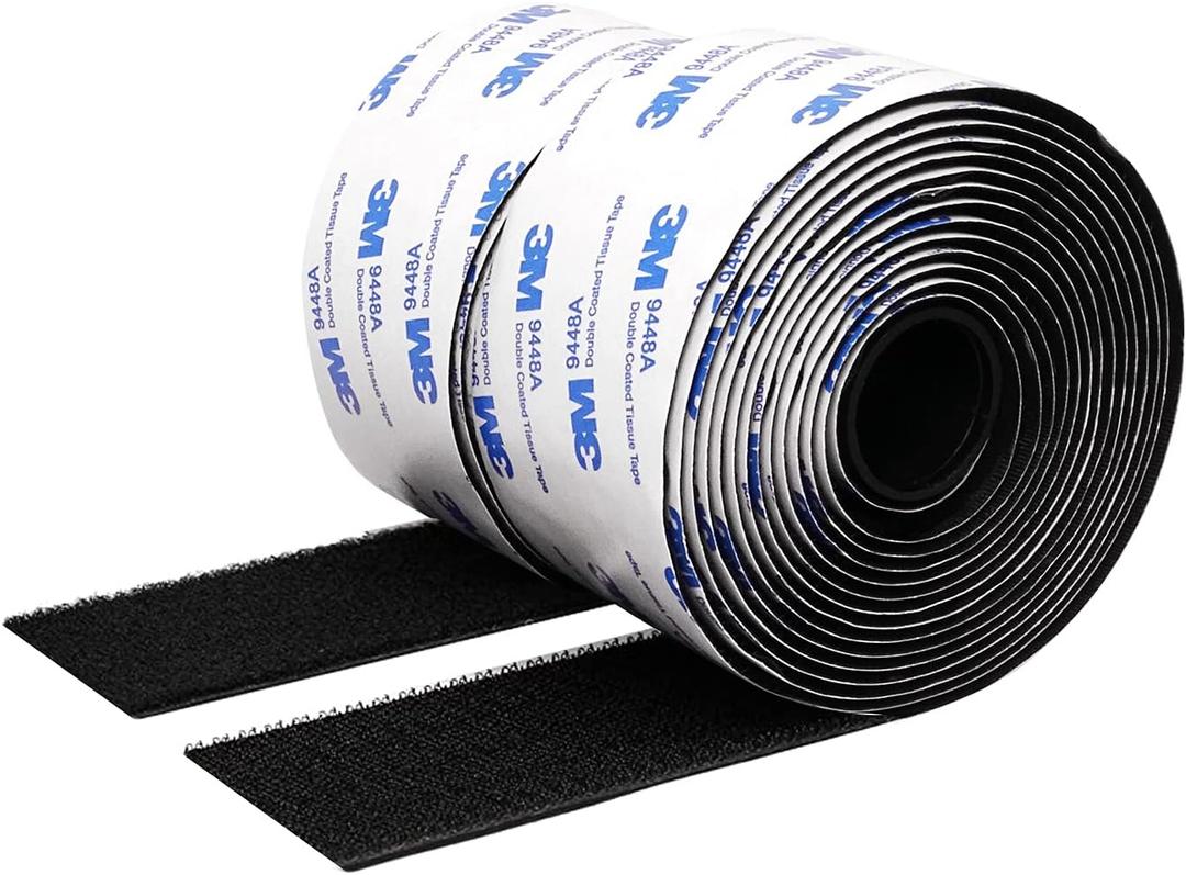 Hook and Loop Tape 1in x 20ft, Slef Adhesive Interlocking Strip, Mounting Tape Heavy Duty Adhesion, Picture Hanging Strips Fastener, Double Sided Carpet & Rug Fixation