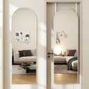 Door Mirror, Arched Full Length Mirror Over The Door, 14"x 47" Hanging Mirrors, Wall Mirrors, White