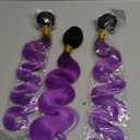 Ombre Purple Human Hair Bundles 18 20 22 Inch Body Wave T1B/Purple Bundles Human Hair 11A Brazilian Virgin Quick Weave Hair for Black Women