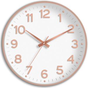 Roymnie Wall Clock, Silent Wall Clocks Battery Operated 8 Inch-Modern Non Ticking Analog Clock Decorative for Kitchen Office Bathroom Bedroom(White Rose Gold)