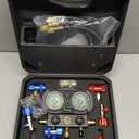 Wayona R1234yf R134a AC Manifold Gauge Set with Glow Dial, 3 Way HVAC Gauge Kit with Memory Couplers and Can Taps, Automotive Freon Charging and Evacuation Tool