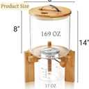 Tlence 5L Glass Rice Dispenser, Cereal Container with Bamboo Stand, Large Airtight Food Storage Bin, Rice Organization Tank with Measuring Cup for Grain Coffee Beans Dry Food