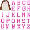 Chuyau 52PCS Iron on Letter Patches Pink Letters A-Z Embroidered Applique Patches for Clothes Dress Hat Jackets Socks Jeans Bag Shoes, Pink, 2 pack