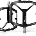 IMPALAPRO Flat Bike Pedals with Reflectors CNC Aluminum 9/16 MTB Pedals with Extra Wide Platform and Removable Anti-Slip Pins Lightweight Pedals for Mountain Bike & Road Bike 355 g