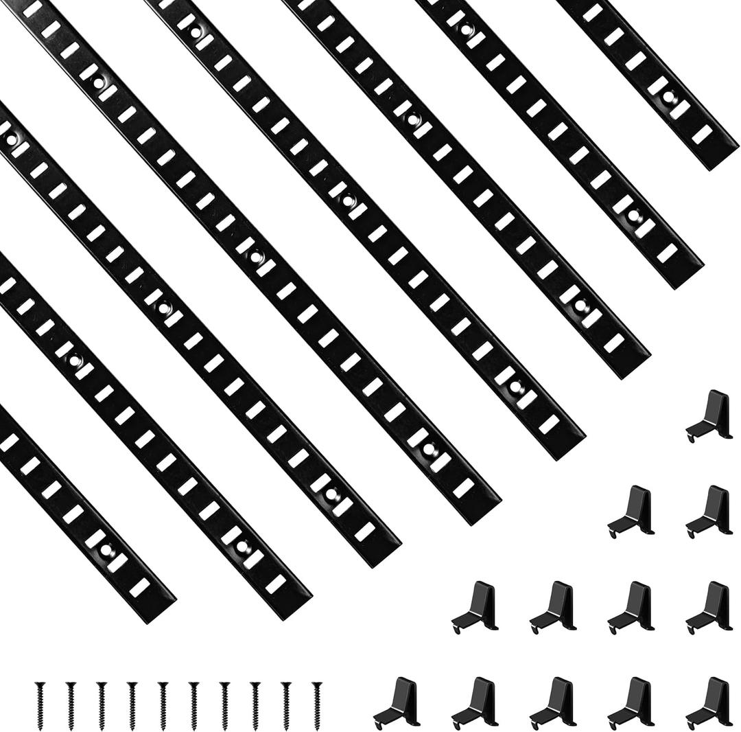 Adjustable Shelf Bracket 40 Inch 8 Pack Black Shelf Pilaster Strips Shelf Rail Shelf Track Adjustable Wall Shelves Shelf Standards and Supports for Cabinet Closet Organization