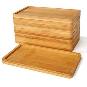 9PCS Mini Bamboo Display Trays - 7"x3.4" Small Decorative Bamboo Trays for Vanity, Plants, Candles, Keys, Soap, Jewelry, Tealight - Not for Serving Heavy Food