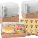 7x5x2.5 Charcuterie Boxes with Clear Lids, Large Disposable Bakery Dessert Boxes, Bakery Take Out Containers, To Go Food Container for Chocolate, Sandwich, Cookie, Cupcake, Pastries (50, Brown)