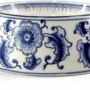 Blue and White Porcelaine Dog Bowls Ceramic Dog Cat Food and Water Bowls (5.8x7.2x2.4inch)