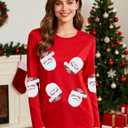 Christmas Shirts for Women Retro Pink Santa Vintage Cute Christmas Tree and Bow Graphic Xmas Vacation Tees Top (Red, XXL)