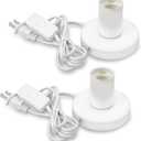 Bestview Polished Metal Desktop Lamp Base, Small Industrial Table Lamp Base Only, Simple E26/E27 Screw Light Socket Edison Bulb Holder Base,5.57ft Cord On/Off Switch US Plug (White,2 Pack)
