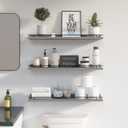Floating Shelves 24 inch for Wall Decor Set of 3, Grey, 23.6 inch
