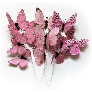 12 Pack Butterfly Decorations, DIY 3D Butterfly Stakes Decor, 2 Sizes of Butterfly Ornament for Home Fake Flower Floral Supplies Tea Party Wedding Easter Christmas Spring Fall. (Light rose red 1)