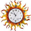 Outdoor Clock Thermometer Combo, Sun Outdoor Wall Clock, Silent Non-Ticking Outdoor Clocks Waterproof for Patio, Garden (Bronze)