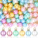Halloscume 200 Pcs Pastel Christmas Mini Balls Ornaments Imitation Pearl Miniature Xmas Tree Hanging Decorations Colorful Glitter Balls for Christmas Holiday Party Decor