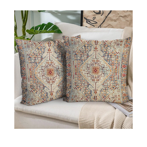 Boho Throw Pillow Covers 18x18 inch Set of 2,Bohemian Vintage Carpet Pattern Antique Ethnic Decor Double Sided Pattern Cushion Cover Soft Pillow Case Living Sofa Room Bed Square Pillow Cover