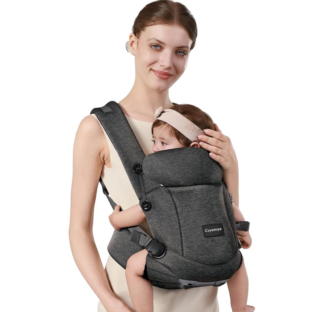 Baby CarrierBaby Carrier for Newborn to ToddlerAdjustable Crotch WidthErgonomic Newborn CarrierEnhanced Lumbar SupportEasy-to-Use (Grey)