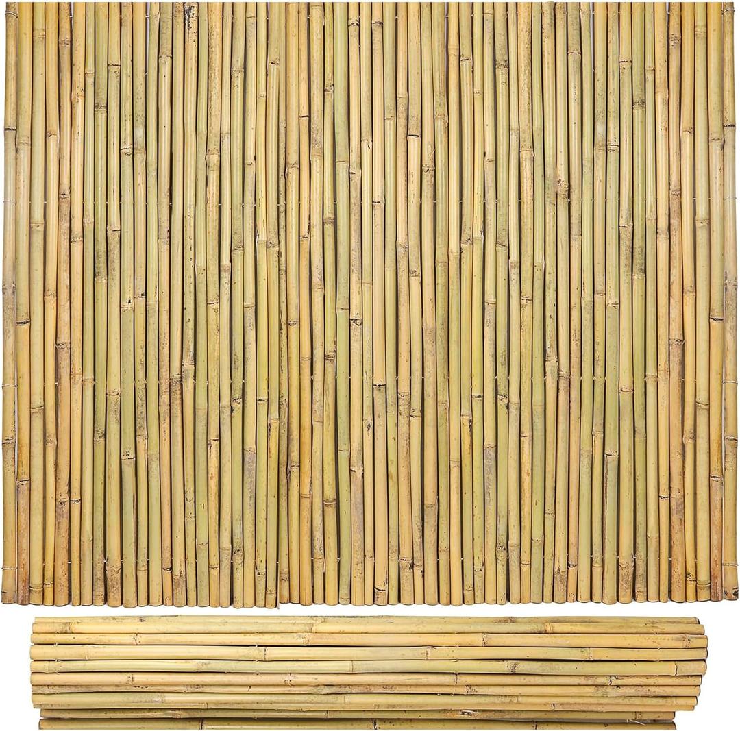 Bamboo Fence 4 ft H x 8 ft L x 0.75 in D, Natural Bamboo Privacy Screen 4 Feet High, Outdoor Or Indoor Divider Decorative Fence Rolls for Patio, Balcony, Garden and Border Pool (4ft H x 8ft L)