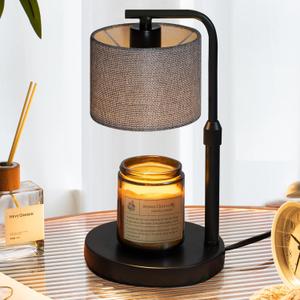 Dexnump Candle Warmer Lamp with Timer, Dimmable Candle Wax Warmer with 2 Light Bulbs, Height Adjustable Electric Candle Light for All Size Scented Candles, Home Room Decor, Gifts for Women Mom (Gray)