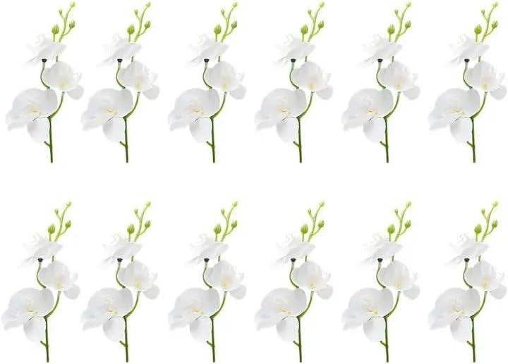 LARDUX 12 Pieces Artificial Flowers for Floating Candles Wedding Centerpiece Mini Orchid Flower Filler Vase Fillers for Wedding Dinning Table Party Home Bar Restaurant Decoration-Cream