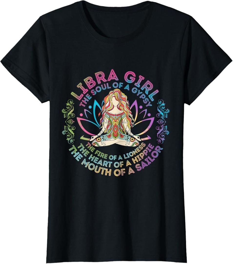 Libra Girl The Soul Of A Gypsy Birthday Hippie Soul T-Shirt, XL, Grey