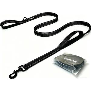 Heavy Duty Dog Leash - 2 Handles by Padded Traffic Handle for Extra Control, 6foot Long - Perfect for Medium to Large Dogs (6 ft, Black)