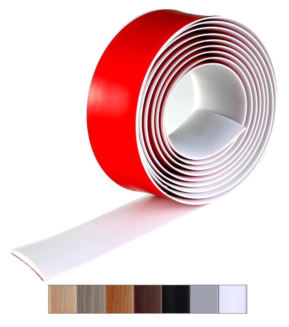 Bnell Floor Transition Strip Floor Cover Strips Self Adhesive Flooring Transitions Laminate Floor Strip Vinyl Floor Flat Divider Strip for for Joining Floor Gaps (3.28FT, 1.57in, White）