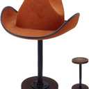 PH PandaHall Rustic Hat Display Stand, Vintage Wooden Hat Holder Rack Tabletop Helmet Stand Cowboy Hat Cap Storage Organizer for Closet Home Store, Wig, Hat, Helmet, Brown, 1 Pack, 10" High