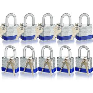 Laminated Steel Padlock with Same Keys for Gym Locker Toolbox Shed Storage, keyed Alike, Normal Shackle, Pack of 10(1.3") Laminated Steel Padlock with Same Keys for Gym Locker Toolbox Shed Storage, keyed Alike, Normal Shackle, Pack of 10(1.3")