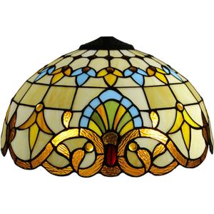 Baroque Style Lamp Shade Replacement Only 16X9 Inch Stained Glass Beige Yellow Mahogany Elegant Lampshades 1 Pcs Tiffany Light Cover Accessories for Table Lamp Floor Lamp Pendant Light