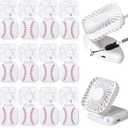 Retisee 12 Pcs Baseball Mini Portable Handheld Fans 3 Speed USB Rechargeable Necklace Fans Bulk 180 Foldable Electric Personal for Sport Party Favors Team Game Gift(Baseball)