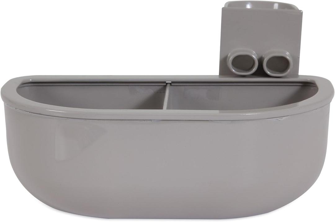 Petmate Double Diner Kennel Bowl, Gray, Small (1 Count (Pack of 1))