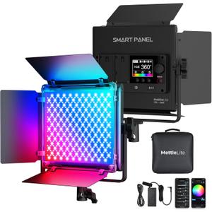 Mettlelite SPL210C RGB LED Video Light with APP Control, 360 Full Color RGB Panel, 2800K-8000K, CRI/TLCI 97+, 10 Scenes, Professional Photography Studio Lighting for YouTube/Stream/Photo/Video