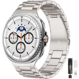 Lerobo Compatible with Samsung Galaxy Watch 8 Bands 40mm 44mm 2025/Samsung Galaxy Watch 8 Classic 46mm 2025, No Gap Stainless Steel Metal Watch Band for Men Women, Starlight