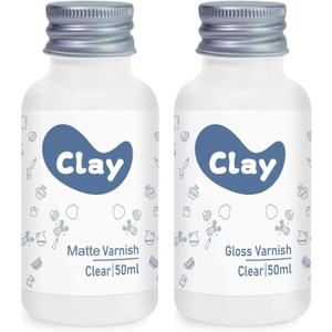 1DFAUL 2 x 50ml Air Dry Clay Glaze Kit, Gloss Matte Finish, Air Dry Clay Varnish to Prevent Cracking, Scratches, and Wear, with Glaze Finish
