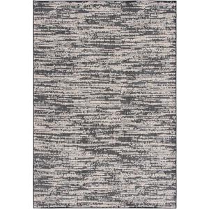 SAFAVIEH Washable Rug Outdoor Beach House Collection - 4' x 6', Black & Beige, Non-Shedding & Easy to Clean, Ideal for Patio, Backyard, Mudroom (BHS424Z)