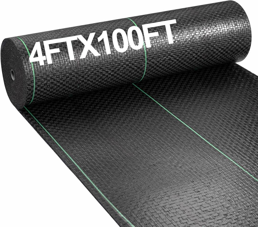 AMAGABELI GARDEN & HOME, 3.2oz 4ft x 100ft Weed Barrier Landscape Fabric Heavy Duty Ground Cover Weed Cloth Geotextile Fabric Durable Driveway Cover Garden Lawn Fabric Outdoor Weed Control Mat