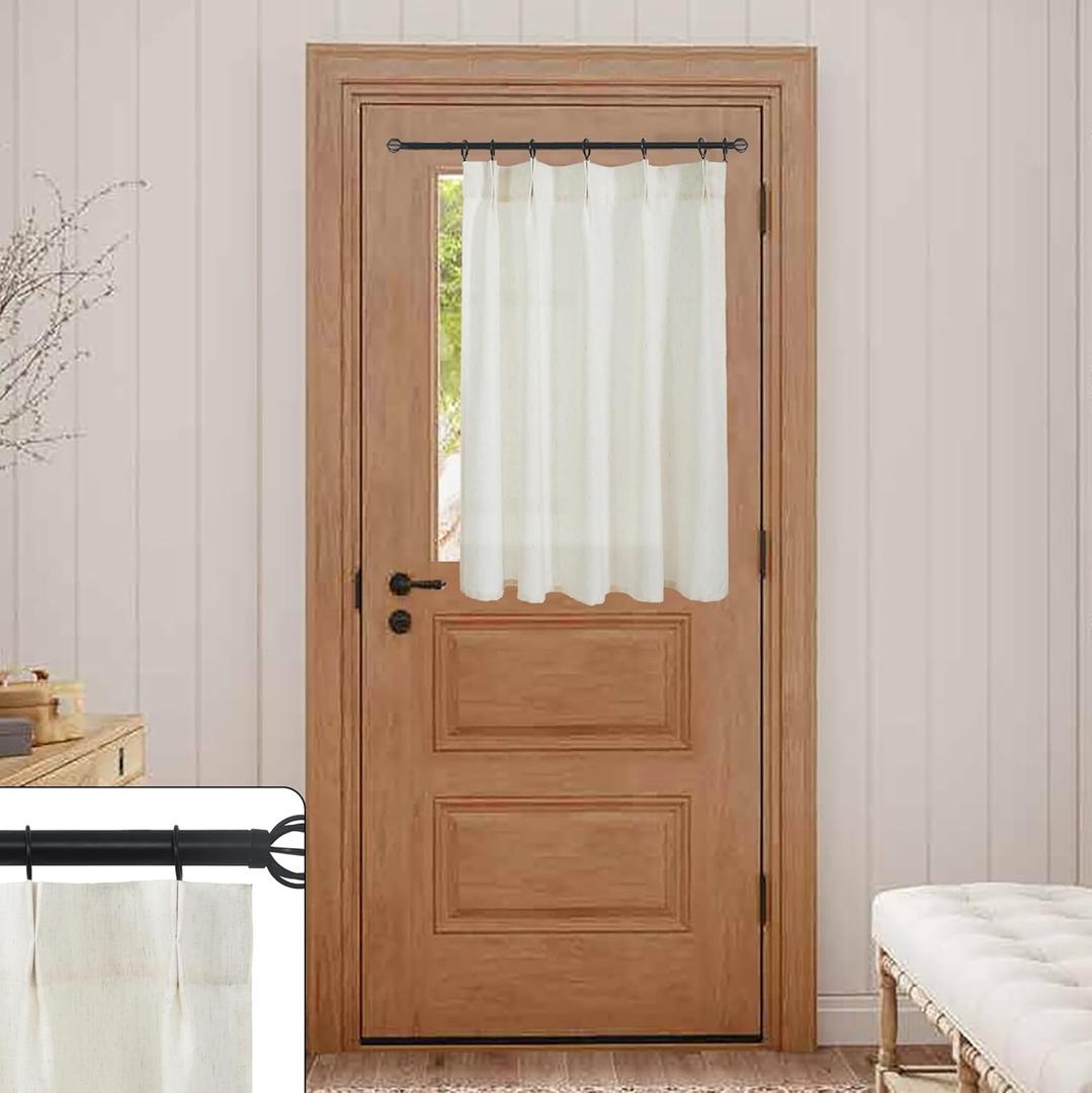 Front Door Curtain for Glass Window 40 Inch Length, Small Pre French Pinch Pleated Linen Sheer Short Curtains for Bedroom, 30x40 Long Front Door Curtain for Glass Window 40 Inch Length, Small Pre French Pinch Pleated Linen Sheer Short Curtains for Bedroom, 30x40 Long