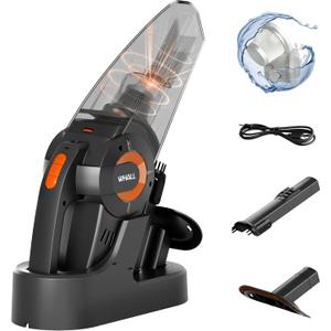 whall Handheld Cordless Car Vacuums, Wet and Dry Use 9000Pa Strong Suction Vacuums, Rechargeable Portable Vacuum Cleaner with LED, Charging Dock, Lightweight Mini Vacuum for Car, Home and Office,Coral