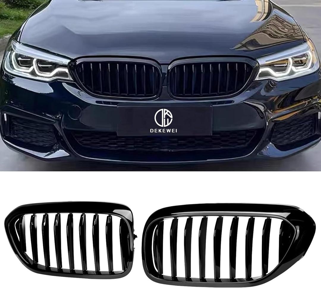 G30 Grille,Single Slat Gloss Black Kidney Grill Compatible with BMW 2017-2020 5 Series G30 G31 F90 (M5) 530e 530e xDrive 530i 530i xDrive 540i 540i xDrive 550i xDrive ABS Black Kidney Grill