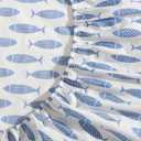Nautica - Twin Sheets, Cotton Percale Bedding Set, Fully Elasticized, Ideal Dorm Essentials (Woodblock Fish Blue, Twin)