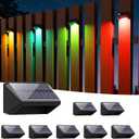 RGBCW Solar Fence Lights Outdoor: Color Changing Deck Stairs Lights IP65 Waterproof - 8 Pack Step Light for Patio Yard Garden Pathway